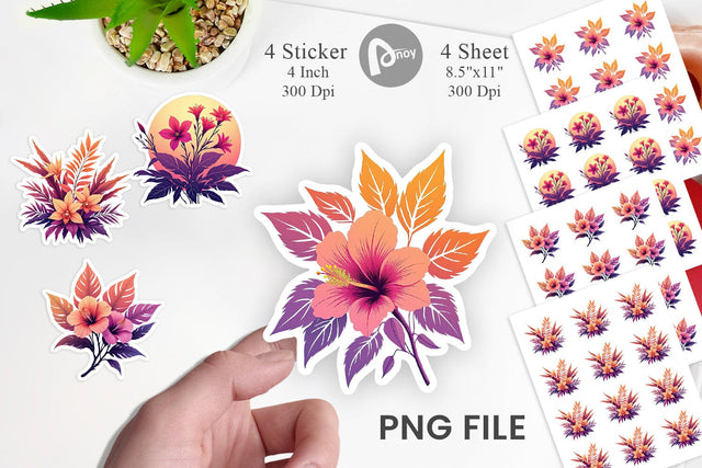 Sunset Florals Sticker Sublimation artnoy 