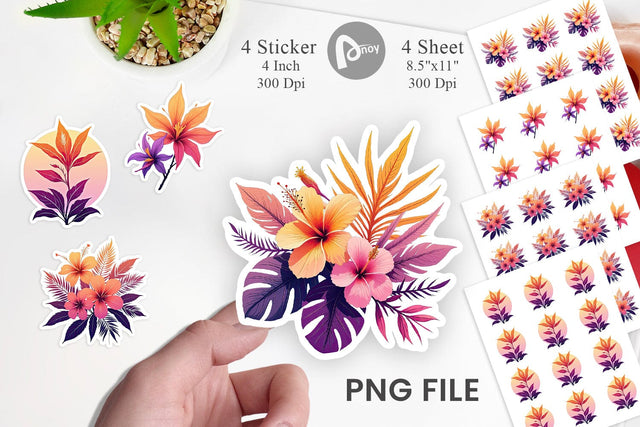 Sunset Florals Sticker Sublimation artnoy 