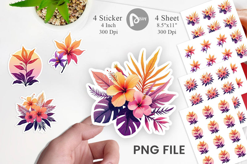 Sunset Florals Sticker Sublimation artnoy 