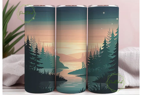 Sunset Forest 20oz Tumbler Wrap Sublimation PixelChick 