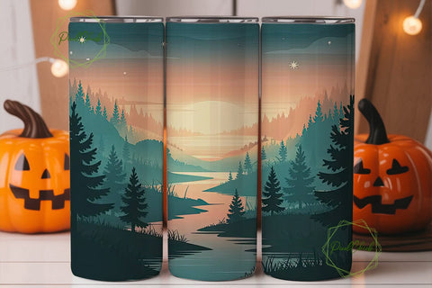 Sunset Forest 20oz Tumbler Wrap Sublimation PixelChick 