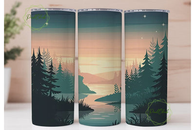 Sunset Forest 20oz Tumbler Wrap Sublimation PixelChick 