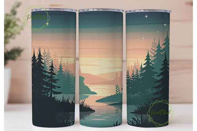 Sunset Forest 20oz Tumbler Wrap Sublimation PixelChick 