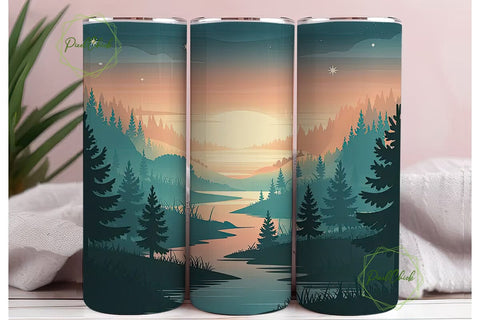 Sunset Forest 20oz Tumbler Wrap Sublimation PixelChick 