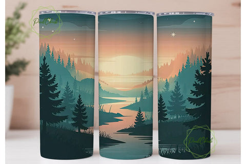 Sunset Forest 20oz Tumbler Wrap Sublimation PixelChick 