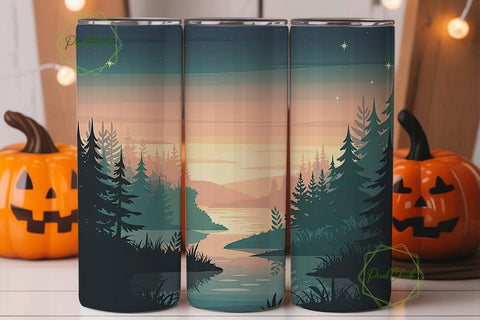 Sunset Forest 20oz Tumbler Wrap Sublimation PixelChick 