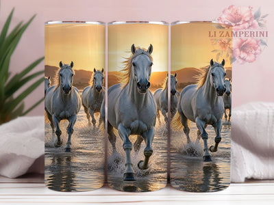 Sunset Gallop Glow 20oz Tumbler, Sunset Theme, Gallop Motif, Glow Effect, Horse Design, Rustic Style, Skinny Tumbler, Sublimation PNG Sublimation Li Zamperini 