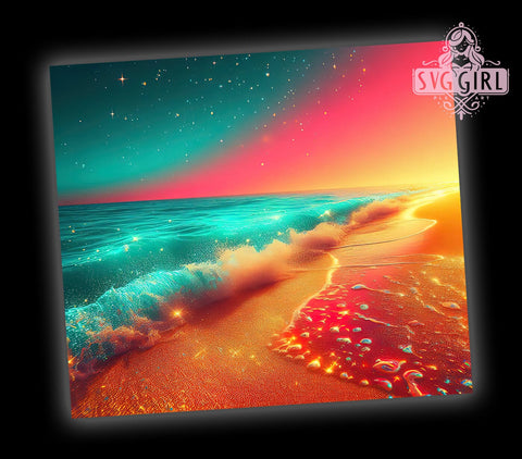 Sunset Glitter Beach Tumbler, Beach Tumbler, Sunset Design, Glitter Cup, Sublimation Wrap, Summer Drinkware, Coastal Gift, Ocean Vibes Tumbler Sublimation SvggirlplusArt 