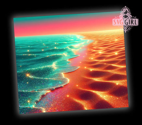 Sunset Glitter Beach Tumbler, Beach Tumbler, Sunset Design, Glitter Cup, Sublimation Wrap, Summer Drinkware, Coastal Gift, Ocean Vibes Tumbler Sublimation SvggirlplusArt 