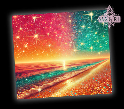 Sunset Glitter Beach Tumbler, Beach Tumbler, Sunset Design, Glitter Cup, Sublimation Wrap, Summer Drinkware, Coastal Gift, Ocean Vibes Tumbler Sublimation SvggirlplusArt 