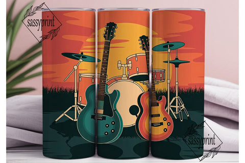 Sunset Guitars 20oz Tumbler Wrap Sublimation sassyprint 