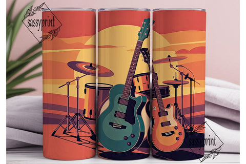Sunset Guitars 20oz Tumbler Wrap Sublimation sassyprint 