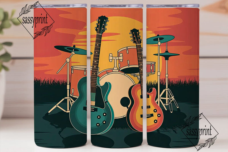 Sunset Guitars 20oz Tumbler Wrap Sublimation sassyprint 