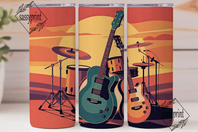 Sunset Guitars 20oz Tumbler Wrap Sublimation sassyprint 