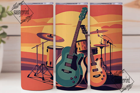 Sunset Guitars 20oz Tumbler Wrap Sublimation sassyprint 