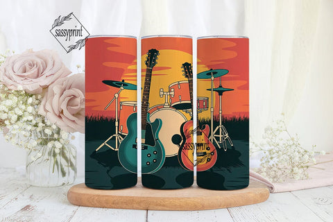 Sunset Guitars 20oz Tumbler Wrap Sublimation sassyprint 
