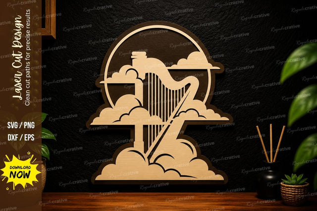 Sunset Harp Laser Cut SVG Design SVG Regulrcrative 
