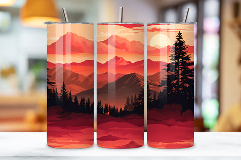 Sunset Horizon Bliss Tumbler Wrap | Seamless Wrap Design, Sunset horizon design, 20oz skinny tumbler wrap, Seamless sunrise tumbler sublimation template, skinny tumbler design png digita Sublimation FloridPrintables 