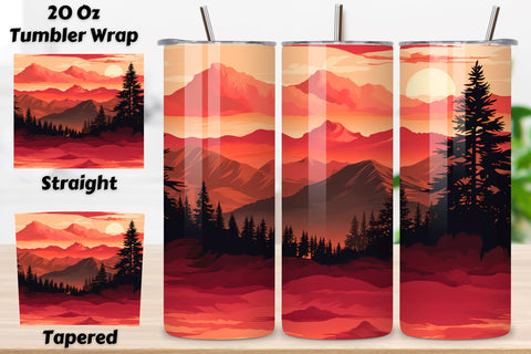 Sunset Horizon Bliss Tumbler Wrap | Seamless Wrap Design, Sunset horizon design, 20oz skinny tumbler wrap, Seamless sunrise tumbler sublimation template, skinny tumbler design png digita Sublimation FloridPrintables 