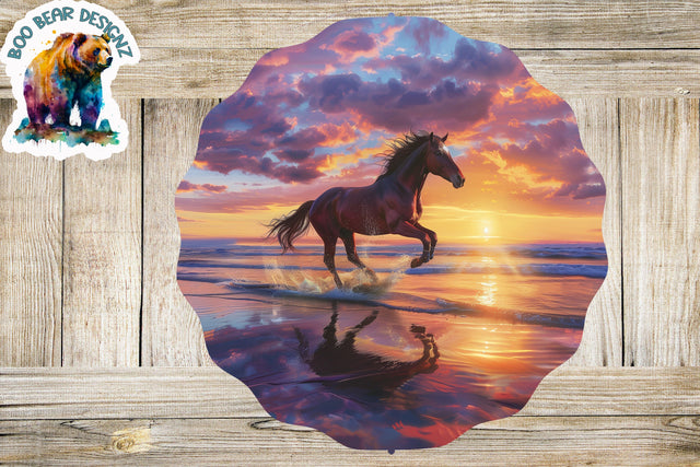 Sunset Horse Wind Spinner clipart Sublimation Boo Bear Designz 