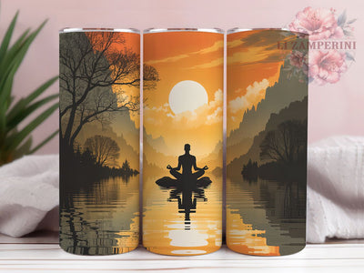 Sunset Lake Peaceful Yoga Tumbler Wrap, Sublimation Design, Sunset Lake Wrap, Meditation Yoga Design, Peaceful Nature Tumbler, 20Oz Tumbler, Digital Download Sublimation Li Zamperini 