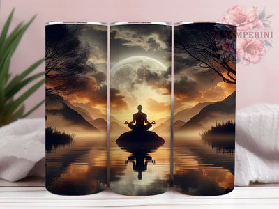 Sunset Lake Peaceful Yoga Tumbler Wrap, Sublimation Design, Sunset Lake Wrap, Meditation Yoga Design, Peaceful Nature Tumbler, 20Oz Tumbler, Digital Download Sublimation Li Zamperini 