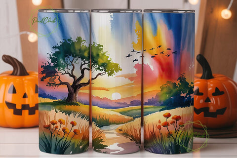 Sunset Landscape 20oz Tumbler Wrap Sublimation PixelChick 