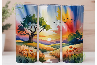 Sunset Landscape 20oz Tumbler Wrap Sublimation PixelChick 
