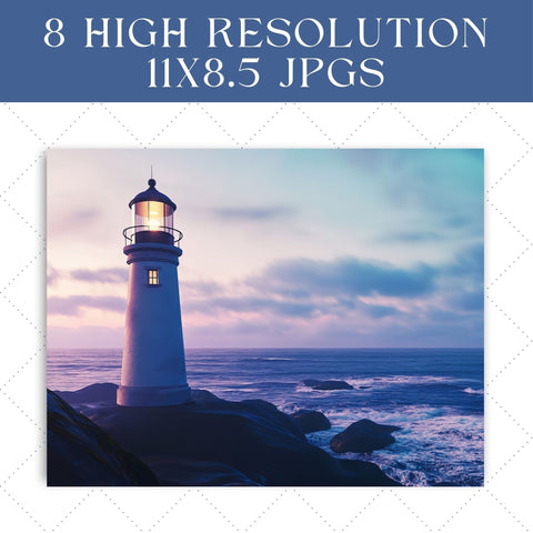 Sunset Lighthouse Junk Journal | Printable Junk Journal Paper SVG Paige Cole Studio 