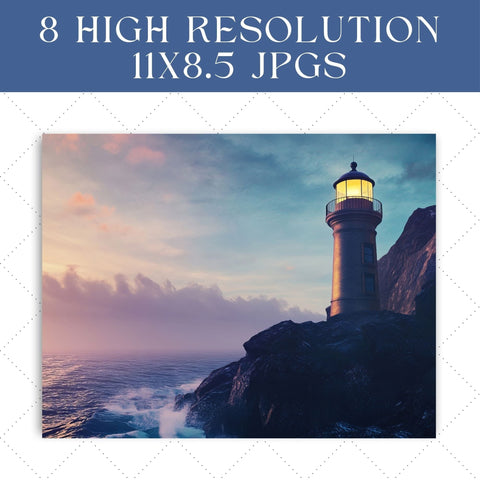 Sunset Lighthouse Junk Journal | Printable Junk Journal Paper SVG Paige Cole Studio 