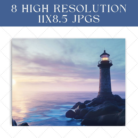 Sunset Lighthouse Junk Journal | Printable Junk Journal Paper SVG Paige Cole Studio 