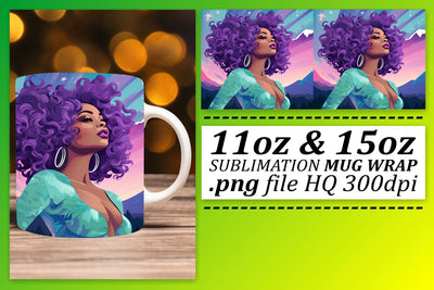 Sunset Melanin Mug Wrap Design Sublimation afrosvg 