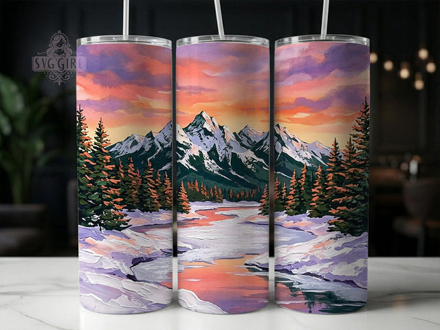 Sunset Mountain River 20oz Tumbler, Sunset Mountain, Mountain River, Sunset River, Sunset Tumbler, Mountain Tumbler, River Tumbler, 20oz Tumbler Wrap Sublimation SvggirlplusArt 