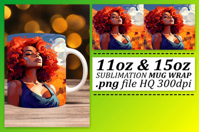 Sunset Mug Design Afro Beauty Wrap Sublimation afrosvg 