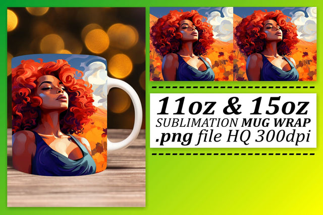 Sunset Mug Design Afro Beauty Wrap Sublimation afrosvg 