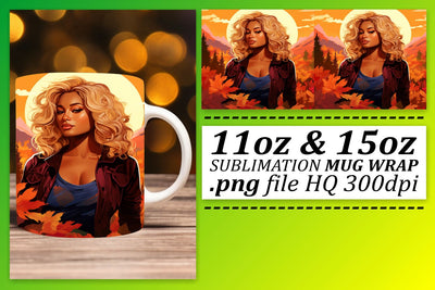 Sunset Mug Design Afro Woman 11oz 15oz Sublimation afrosvg 