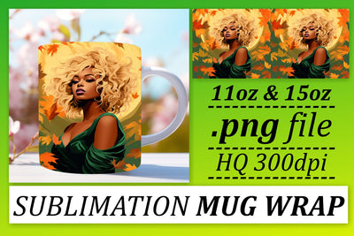 Sunset Mug Design Afro Woman Sublimation afrosvg 