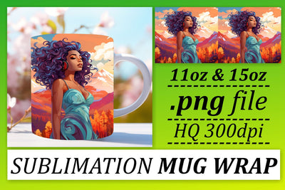 Sunset Mug Wrap 11oz Melanin Design Sublimation afrosvg 