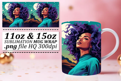 Sunset Mug Wrap Afro Beauty Sublimation Sublimation afrosvg 