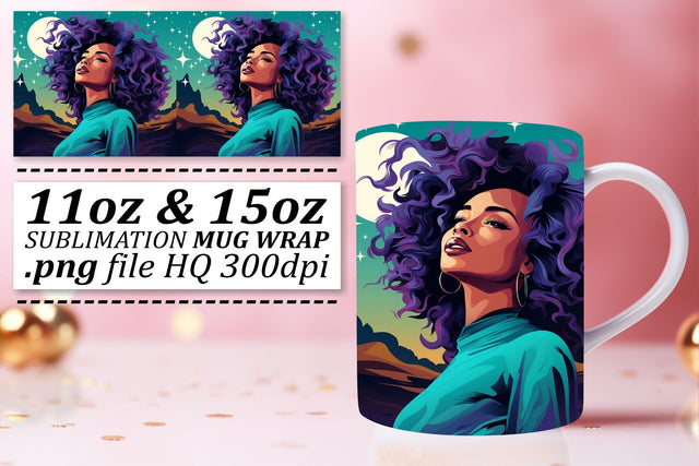 Sunset Mug Wrap Afro Beauty Sublimation Sublimation afrosvg 