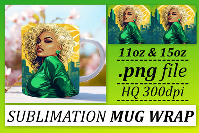 Sunset Mug Wrap Afro Woman Beauty Sublimation afrosvg 
