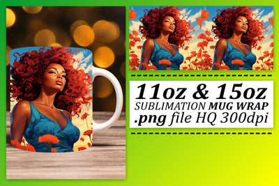 Sunset Mug Wrap Melanin Afro Beauty Sublimation afrosvg 