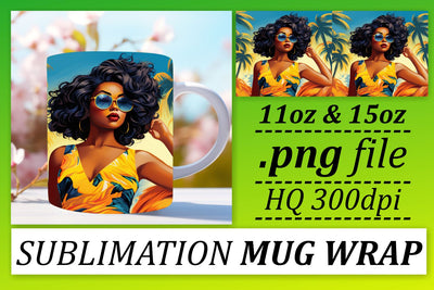 Sunset Mug Wrap Melanin Afro Beauty Sublimation afrosvg 
