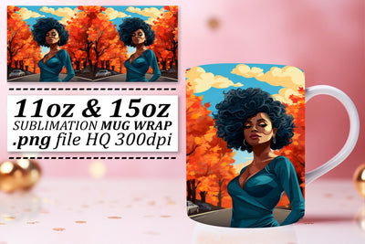 Sunset Mug Wrap Melanin Beauty Sublimation afrosvg 