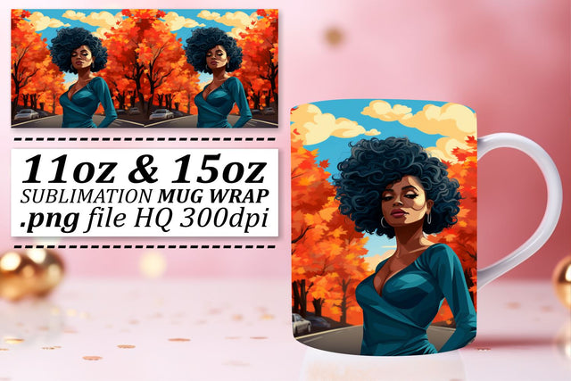 Sunset Mug Wrap Melanin Beauty Sublimation afrosvg 