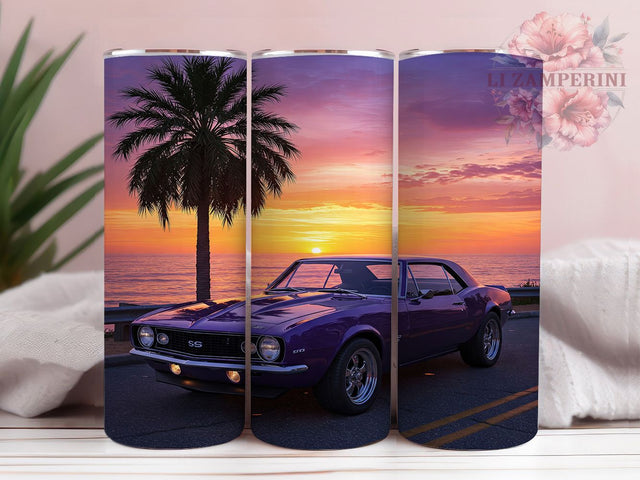 Sunset Muscle Car American 20oz Tumbler, Muscle Car Tumbler, American Car, Sunset Design, Sublimation Wrap, 20oz Tumbler, Car Enthusiast Gifts, Vintage Car Decor Sublimation Li Zamperini 