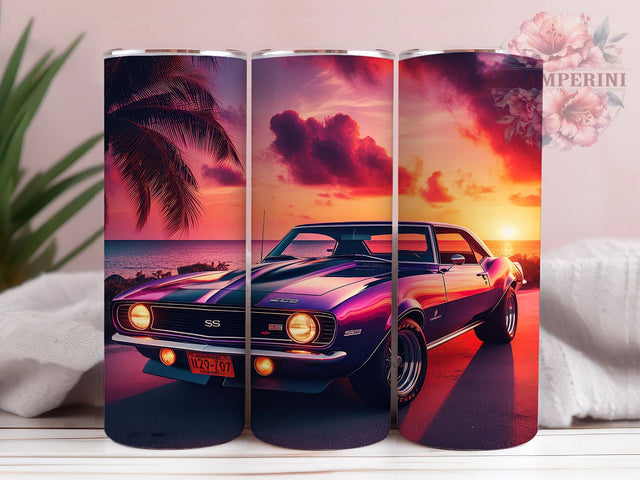 Sunset Muscle Car American 20oz Tumbler, Muscle Car Tumbler, American Car, Sunset Design, Sublimation Wrap, 20oz Tumbler, Car Enthusiast Gifts, Vintage Car Decor Sublimation Li Zamperini 