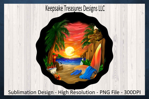 Sunset On The Beach Wind Spinner - Summer Wind Spinner, PNG Sublimation Template Sublimation Keepsake Treasures Designs LLC. 