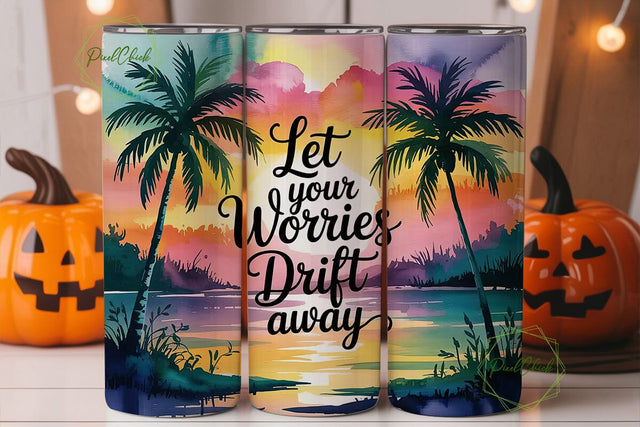 Sunset Palm Beach 20oz Tumbler Wrap Sublimation PixelChick 