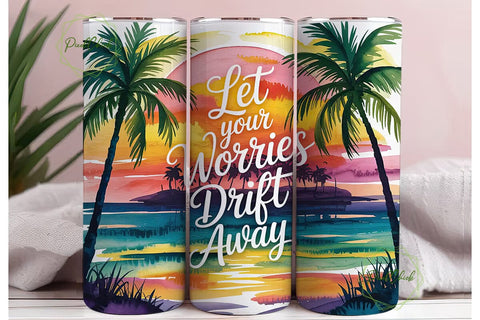 Sunset Palm Beach 20oz Tumbler Wrap Sublimation PixelChick 